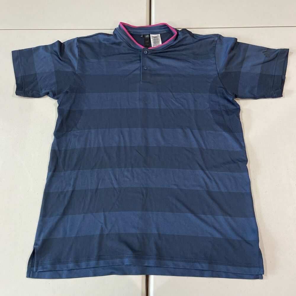 Adidas Polo Shirt Mens XL Blue White Ultimate 365 Blade Collar Golf Performance